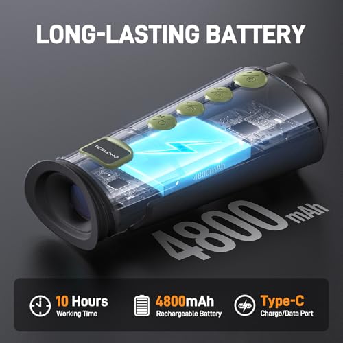 Image of Teslong TTS260 256x192 Thermal Monocular, Super Resolution 512x384, 25Hz Thermal Imaging Camera with 12mm Lens, 10H Battery Life, 8 Color Palettes, IR Night Vision Monocular for Hunting & Search