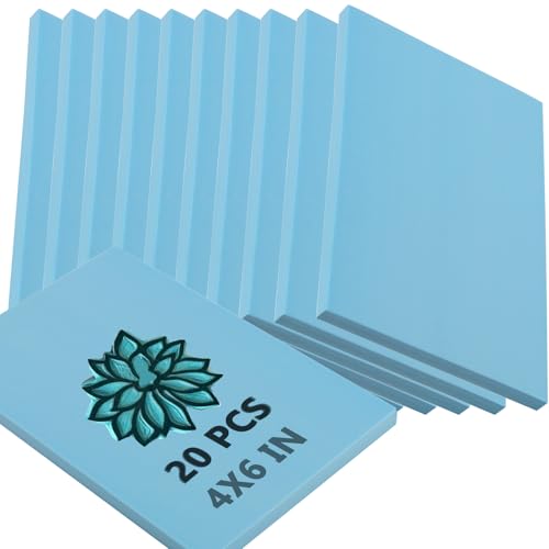 Image of ZOENHOU 20 Pcs 4 inch x 6 inch Blue Rubber Carving Blocks, Linoleum Blocks for Printmaking,Soft Rubber Crafts Rubber Stamping Blanks