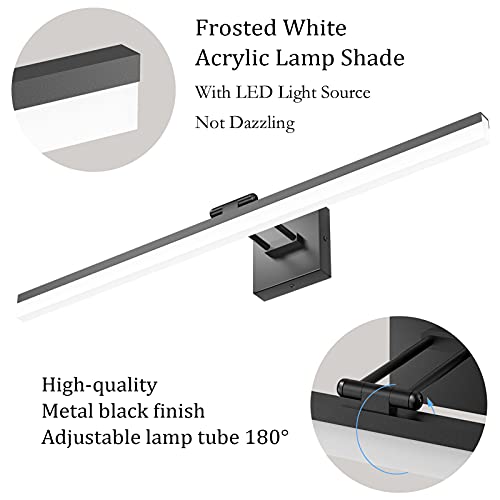 Image of Ralbay 32 inch Matte Black Bathroom Vanity Light - 18W Adjustable Modern LED Lighting Fixture for Bathroom (6000K Cool White Light)