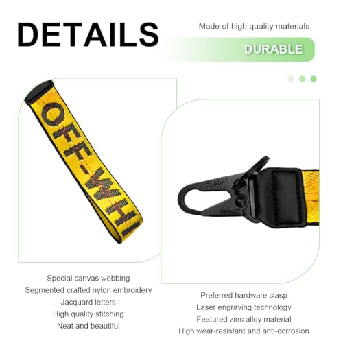 Image of DXNQ Car Keychain, Fabric Keychain Wrist Lanyard, Key Ring for Cars Keys Wallets Jeans Decoration, Car Accessories (Yellow)