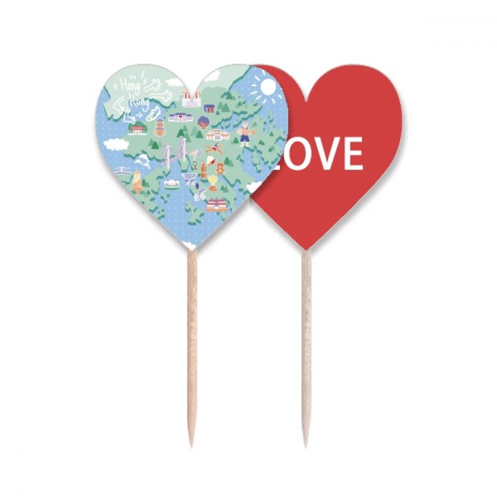Drapeau cure-dent Hong Kong romantique pour sublimer un coffret cadeau de pâtisserie