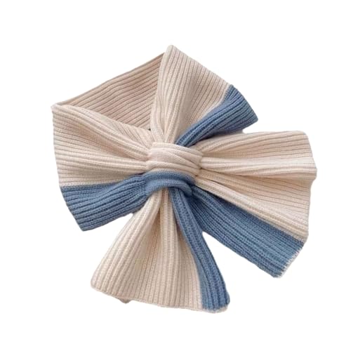 Girls Autumn Winter Knitted Scarf Breathable Crossed Designing Neckerchief Fashionable Color Blocking Warm Neck Bib