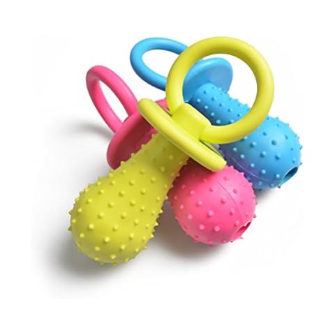 Bagvhandbagro 3Pack Molar Clean Teeth Rubber Toy, Clean Teeth Rubber Pacifier Chew Toy, Bell Chewing Playing Training Toys, for Pet Puppy Dog Cat (Color Random) Cover