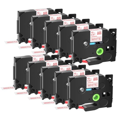 10 �p�b�N���x���e�[�v 12mm TZE-231 Tze 241 �J�[�g���b�W PT-H110 D600 P750 ���x�����[�J�[�ƌ݊�������(Red on White)