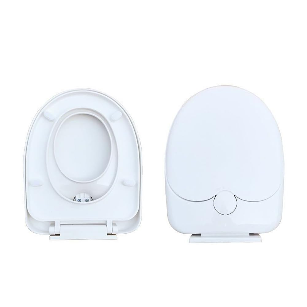 Familien-Toilettensitz mit Absenkautomatik, integrierter Kindersitz, Töpfchentraining, 2-in-1-Toilettensitz mit einfacher Befestigung oben, ovaler V-/D-förmiger Toilettendeckel (weiß, D-förmig)