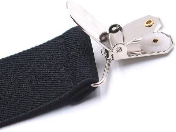 Suspenders 4 Clips Type X Men's Shoulder Strap Monochrome Polyester Filament