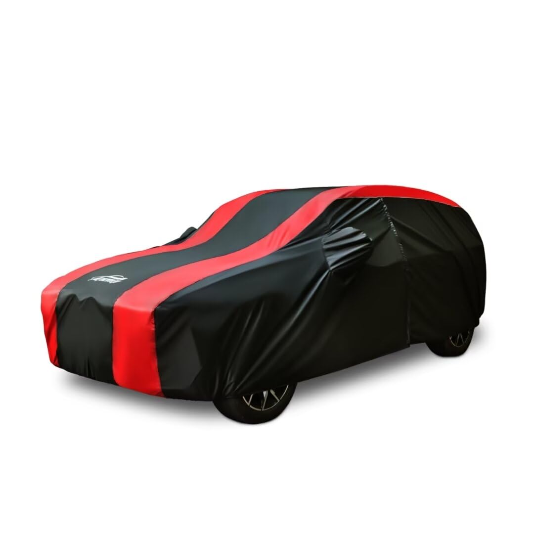 SUV Car Cover Waterproof All Weather Protection with Red Stripe Design,Universal Fit Toyota RAV4, Honda CRV, Tesla Model Y, Audi Q5, Nissan Rogue, Mazda CX-5, Kia Sorento,Hyundai Sante Fe