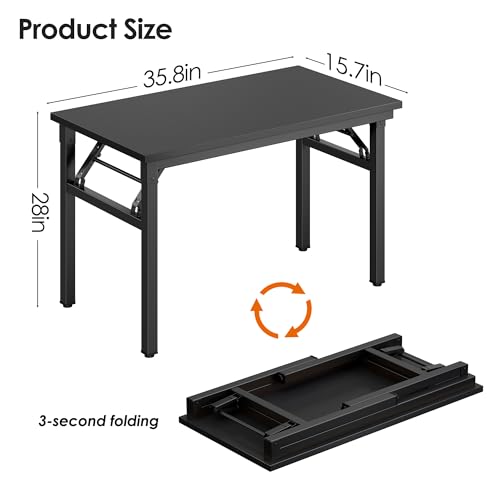 Image of Need Office Computer Desk 35.8 Inch Sturdy Folding Laptop Table Black
