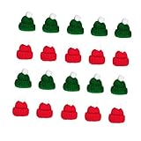 [EXQUIMEUBLE] 20個ミニ編み製サンタ帽子 手作りクリスマスアクセサリー 衣類バッ