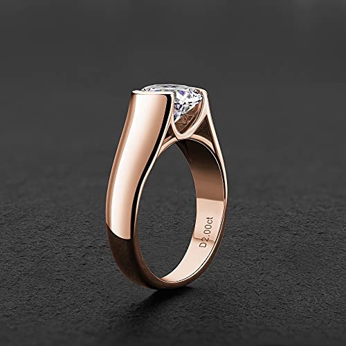 Civetcat 2 Carat Moissanite Rose Gold Engagement Ring For Women D-E-F Color Vvs 8Mm Moissanite Rings 18K Rose Gold Plated Silver Diamond Half Bezel Set Solitaire Promise Band (7.5) #TOP5