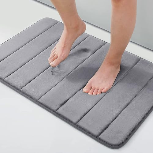 Homaxy Memory Foam Dick Badezimmerteppich, 41 x 61 cm, Dunkelgrau – Ansicht 1