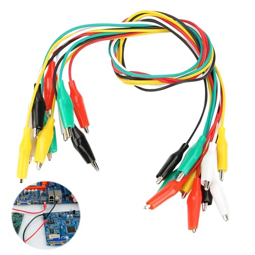 gsgfuis 10 Pièces Pince Crocodile Fils de Test, Câbles de Test Isolés, Câble de Mesure à Double Extrémité pour Industriel / Voiture / Autres Composants