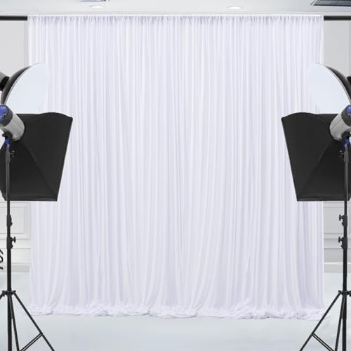 10x10ft Wrinkle Free White Backdrop Curtain for Parties Soft Fabric Drapes Wedding White Curtain Backdrop for Birthday Party Decorations Background for Photography 5x10ft, 2 Panels - Image 8