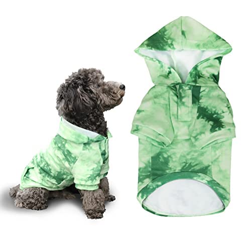 Adorable Green Tie Dye Dog Hoodie Soft and Breathable Dog Hoodie for Small Medium Dog Puppy Clothes Dog Sweater with Pocket Pet Sweatshirt for St. Patrick's Day