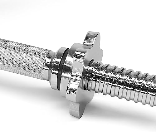 Metal Threaded Dumbbell Handles Chrome Grip - 16 x 1 inch by Yes4All - Image 6