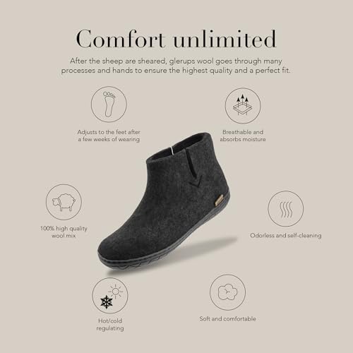Image of Glerups 100% quality wool mix Boot Slipper with rubber sole - Unisex