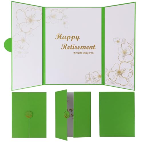 Large Retirement Card for Women Men, Happy Golden Years Party Decorations, Green Gold Farewell Guest Book Alternative, Happy Retirement Gifts Signature Board Book for Farewell Party Supplies(Green)