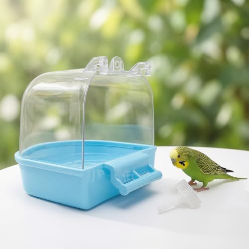 SiaBiced Hängende badewanne für Käfige, Wellensittich Dusche & Bad Käfig für Kanarienvögel, Blau, Blau-5