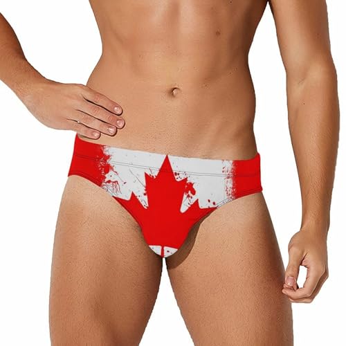 Canada Canadian Flag Mens Swim Briefs Quick Dry Triangle Trunks Swimsuit Swimming Bikini Swimwear