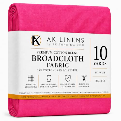 AK TRADING CO. 60" Wide Premium Cotton Blend Broadcloth Fabric by The Yard - Fuchsia