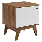 Modway EEI-4260-WAL-WHI Envision - Soporte para discos de vinilo, color blanco nogal