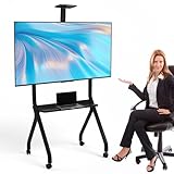 LivialyCity Mobile Stand Fits 42-75inch Screens with 360° Rotating Wheels Interactive Whiteboard Stand Height Adjustable Mobile TV Trolley 300lbs Capacity
