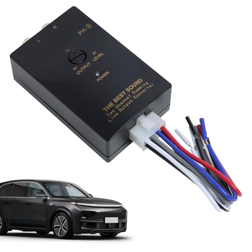 Amplificador Audio Coche, High to Low RCA Audio, Adaptador de Salida de Línea de 2 Canales Ajustable, Convertidor de Subwoofer de Audio Arriba/Abajo para Coche con Función de Retardo