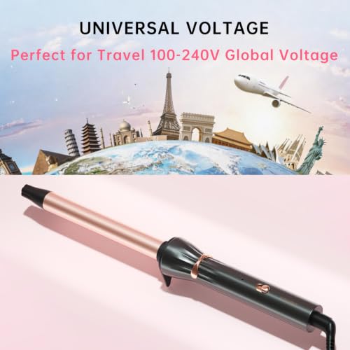 Image of Hahahope 3 /4 Inch Curling Wand for Long Hair, Long Barrel Ceramic Hair Curler for Beach Waves, Dual Voltage with 30s Fast Heating & 2 Temp Settings, 360 Swivel Cord