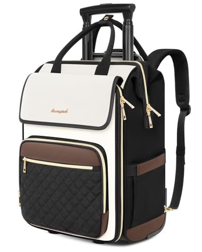 Rolling Backpack for Women, Travel Rolling Laptop Backpack with Wheels, Vertical & Horizontal...
