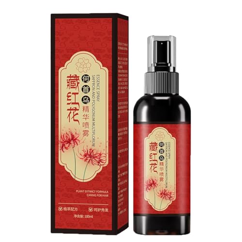 Saffron Hair Blackening Spray,affron And Polygonum Multiflorum Essence Spray,Improve the dryness of hair quality,Leaving Hair Shiny And Shiny, Suitable for All Hair Types (1pcs)
