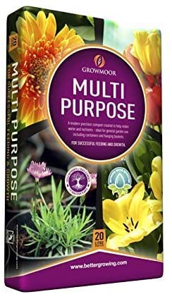Multi-Purpose Growmoor Compost Soil Contains Nutrients for Plants - Nutrient Rich Compost Mix for Potting, Growing Garden, Plant Beds, Hanging BasketsOutdoor, Indoor Seed Plants (2, 20L)