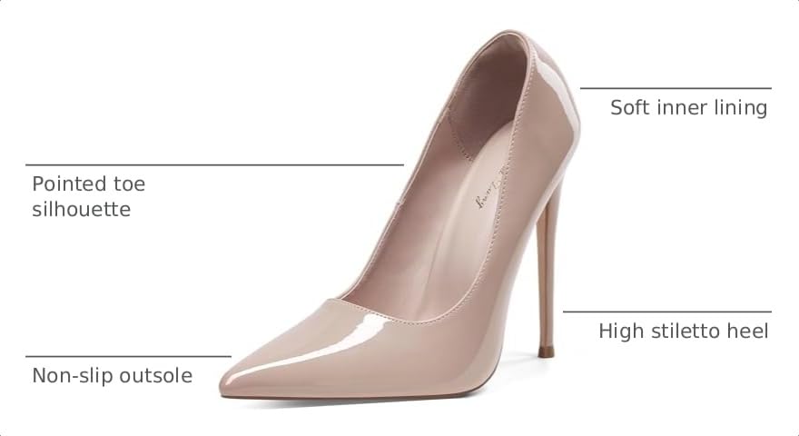 Image of Elisabet Tang Women Pumps, Pointed Toe High Heel 4.7 inch /12cm Party Stiletto Heels Shoes Matte