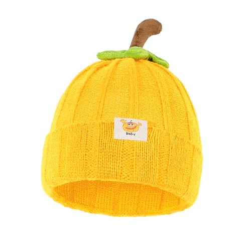 Zando Baby Beanie Pumpkin Knit Yellow Hat Winter Thick Soft Warm Moisture-Wicking and Sweat-Absorbing Suitable for Halloween - Dress up as a Pumpkin