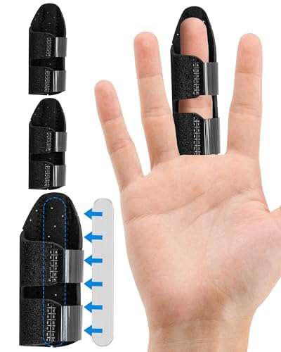 Finger Splint, Broken Finger Brace Splint, 3 Pack, Large, Black