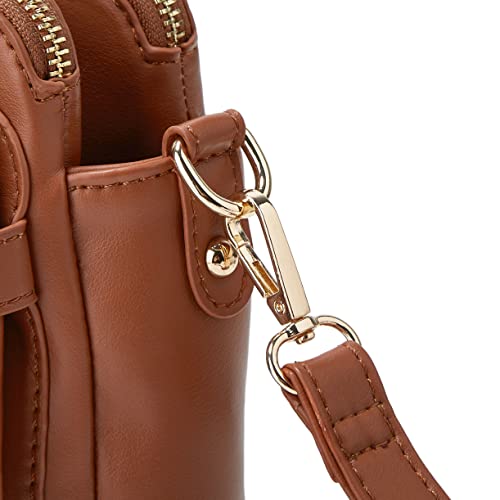 Halemet H-PB01-BROWN Crossbody Bags For Women Three-Layer Shoulder Bag Vegan Leather Multiple Compartments Handbag Purses Satchel Hobo Clutch 2024 thumb #2
