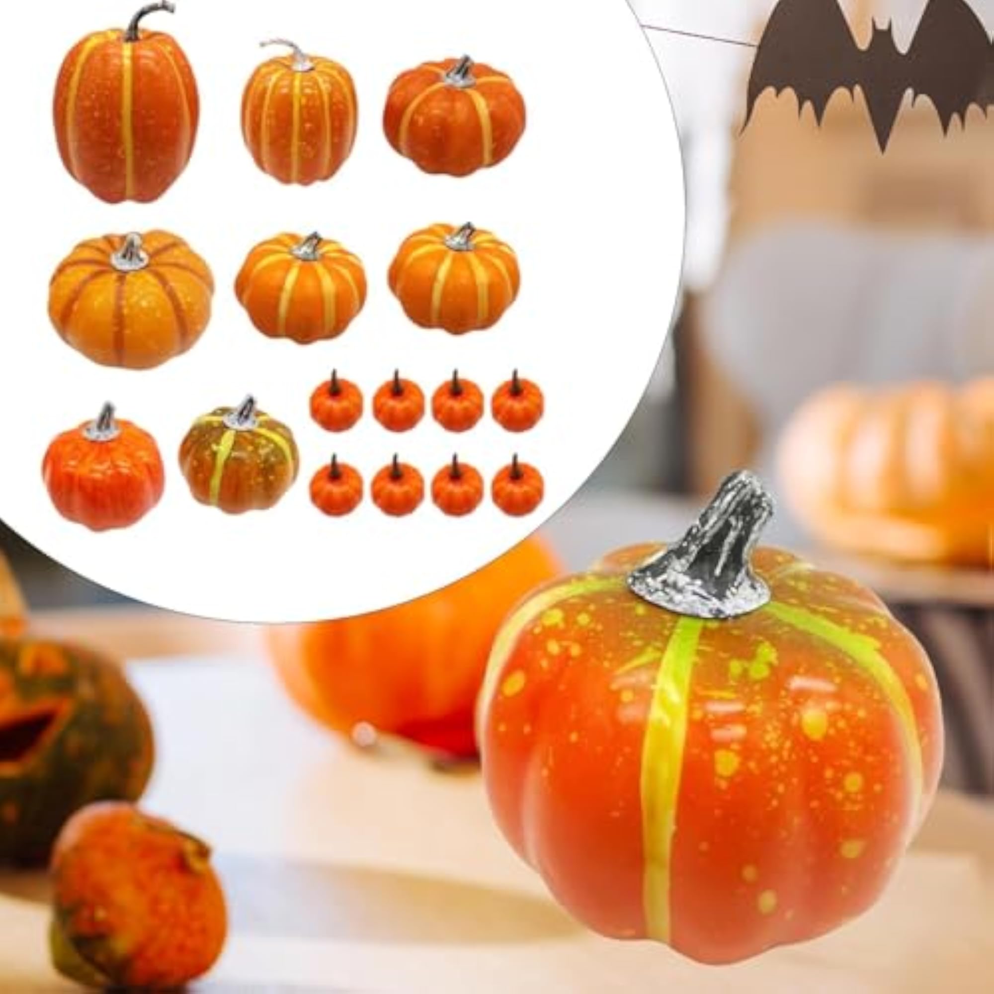 16Pcs Foam Pumpkins Fall Harvest Decorative Pumpkins