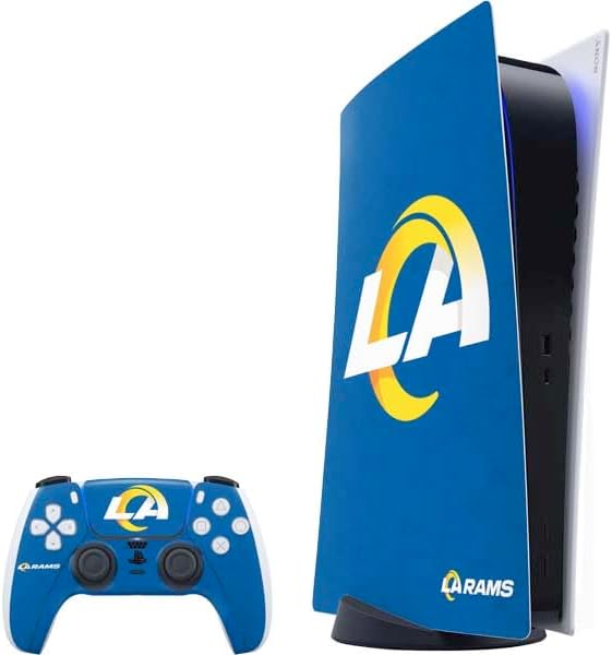 Skinit Decal Gaming Skin Compatible with PS5 Bundle - Officially Licensed NFL Los Angeles Rams Distressed Design