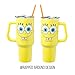 Silver Buffalo SpongeBob SquarePants Stainless Steel Tumbler with Handle, Fits in Standard Cup Holder, 40 Ounces