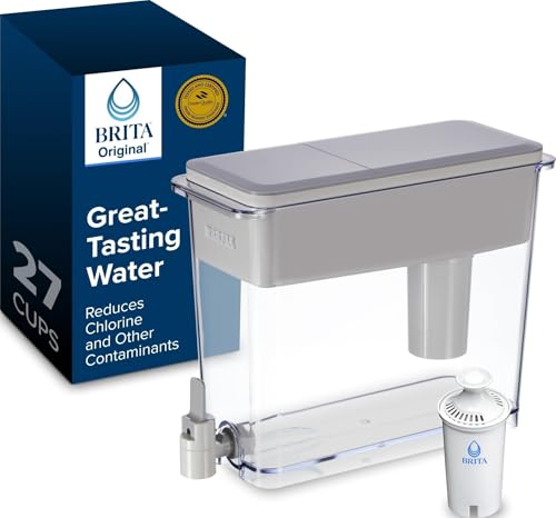 Brita X-Large 27 Cup Water Dispenser, Includes 1 Filter, Gray