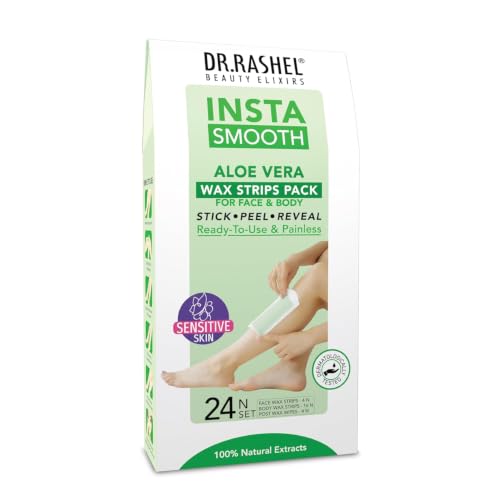 Image of DR.Rashel Insta Smooth Aloe Vera Wax Strips Pack for face and body(24 Wax Strips)