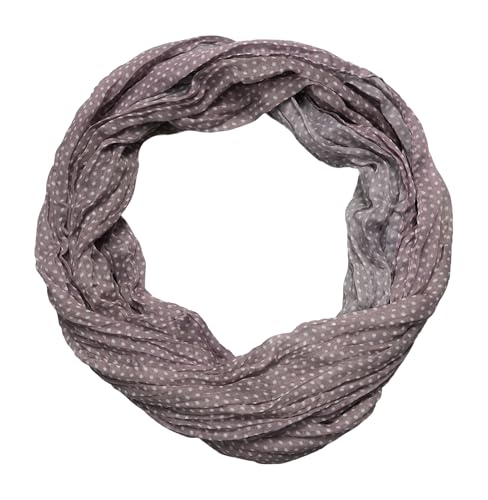 beybey® zarter Damen Loop Schal aus einem sehr feinen Material aus Seide und Baumwolle und in exkluisve Farben. (Punkte taupe)
