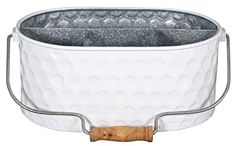 Galvanized-BucketUtensil-CaddySilverware-CaddyMetal-CaddyOutdoor-Utensil-CaddyTin-Utensil-HolderUtensil-Caddy-for-PartiesThanksgivingChritsmasPicnic-CaddyFarmhouse-Utensil-White-Hemmered Galvanized BucketUtensil CaddySilverware CaddyMetal CaddyOutdoor Utensil CaddyTin Utensil HolderUtensil Caddy for PartiesThanksgivingChritsmasPicnic CaddyFarmhouse Utensil White Hemmered