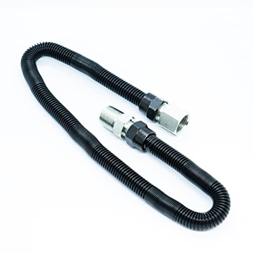 Usd Products Whistle-Free Gas Log Fireplace Connector 1/2" Od Tube X 24" Long Fittings 1/2" Mip X 1/2" Fip Black Coated #TOP11