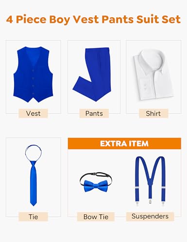Image of ELPA ELPA Born for All Wonderful Things Boys' Formal Suit Vest Set with Suspenders