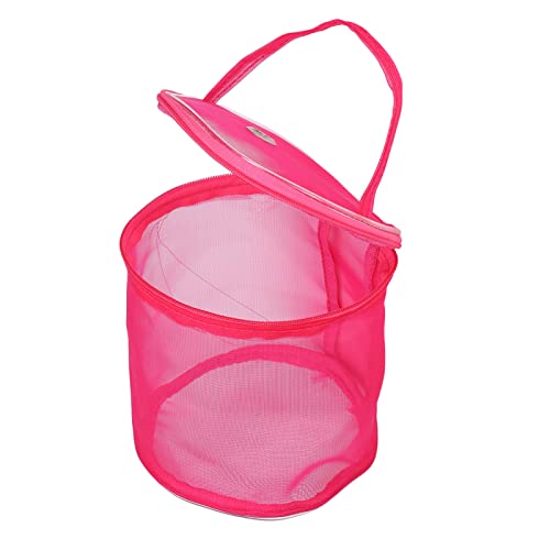 Portable Handle Large Space Mesh Design Nylon Sewing Basket for Knitting Aids, Thread Storage Bags, Handbags with Christmas Gift Ideas (Rose Red Tile)
