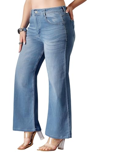 Image of Miss Chase A+ Women's Wide-Leg High Rise Regular Length Stretchable Denim Jeans