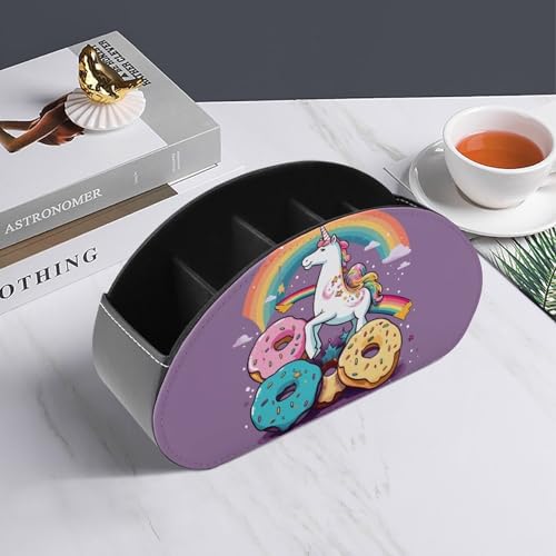Organiseur de télécommande Donut Rainbow de bureau et support en cuir 5 cases - 7