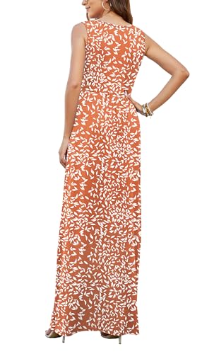 Image of AUSELILY Maxi Dresses for Women Summer Casual Sleeveless V Neck Wrap Dress | Sleeveless Long maxi dress with wrap V neck & side pockets, for formal cocktail, beach & casual daily wear