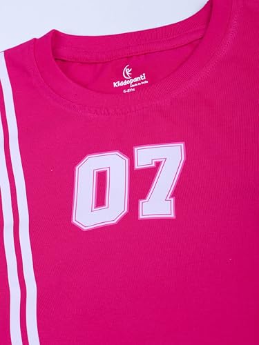 Image of KiddoPanti Girls 100% Cotton Solid Drop Shoulder Half Sleeve Round Neck Crop Tee