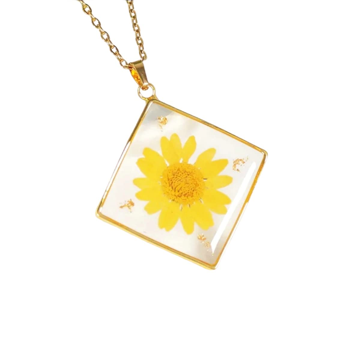 MAGNETICSOCEAN Trendy Real Dried Flower Resin Necklace Birthday Month Flower Necklace Gold-plated Plated Resin Necklace (Oct) (B0C6H598ZD) Amazon Price History, Amazon Price Tracker